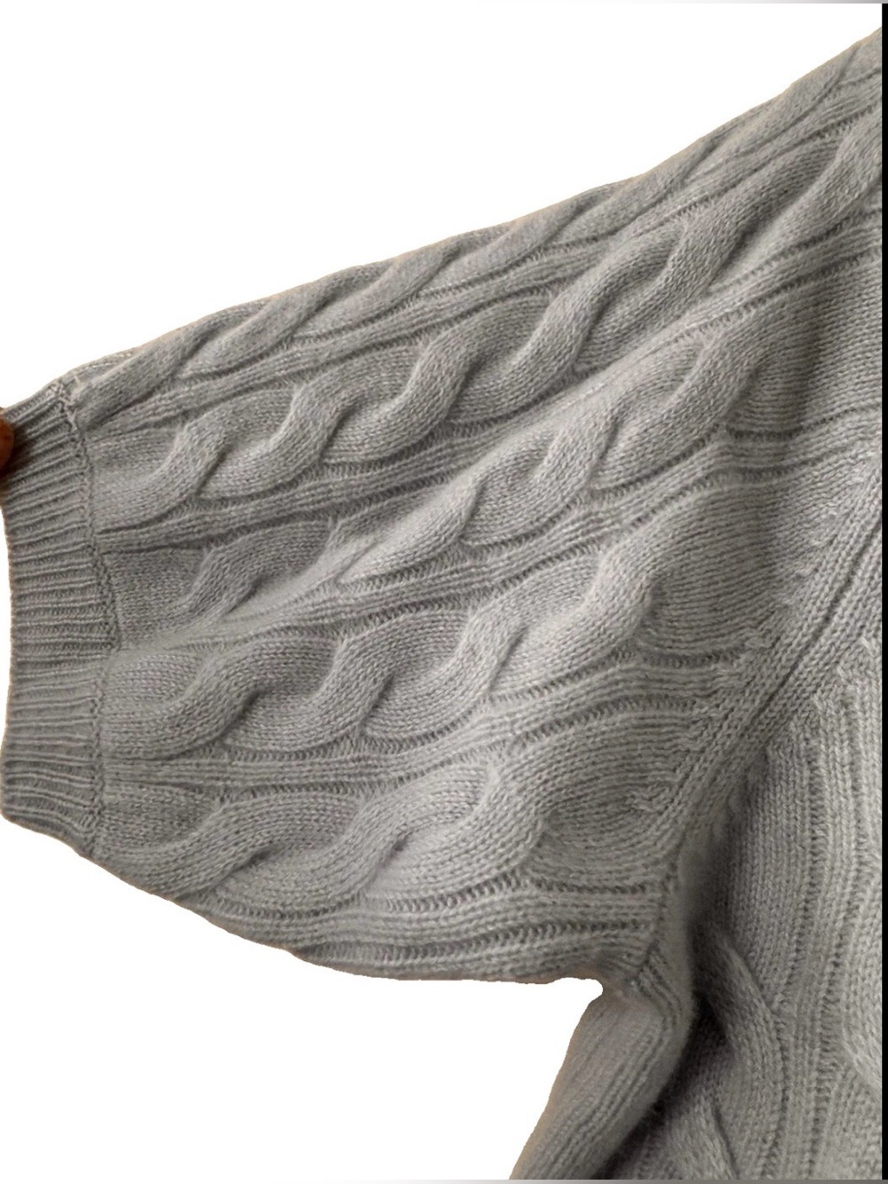 Joie 100% Cashmere Blue Cable Knit Pearl Neck Sweater Top M - Picture 4 of 6